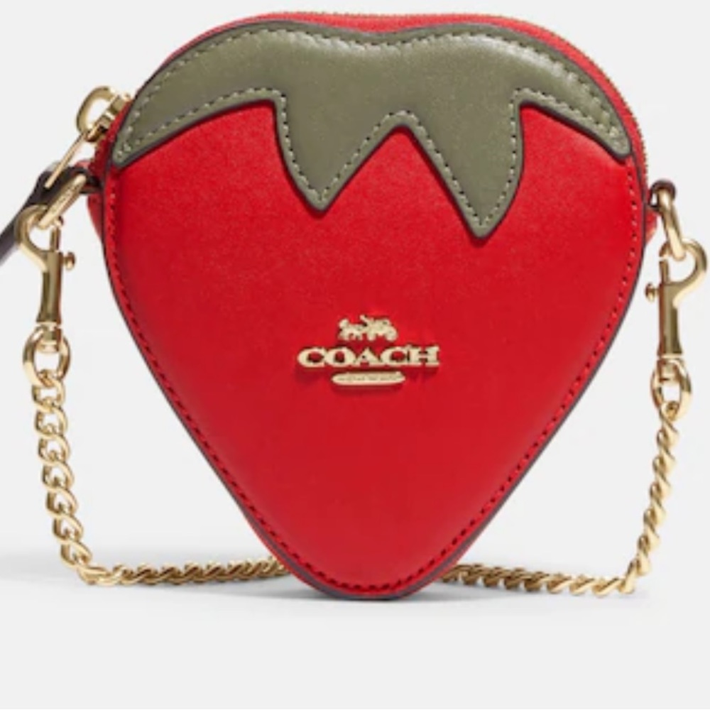 RARE COACH: Limited edition Strawberry Coin Purse with chain.